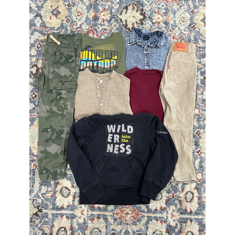 Columbia Levi's Zara Boys Size 6 Bundle Camo Khaki Hoodie Denim GUC